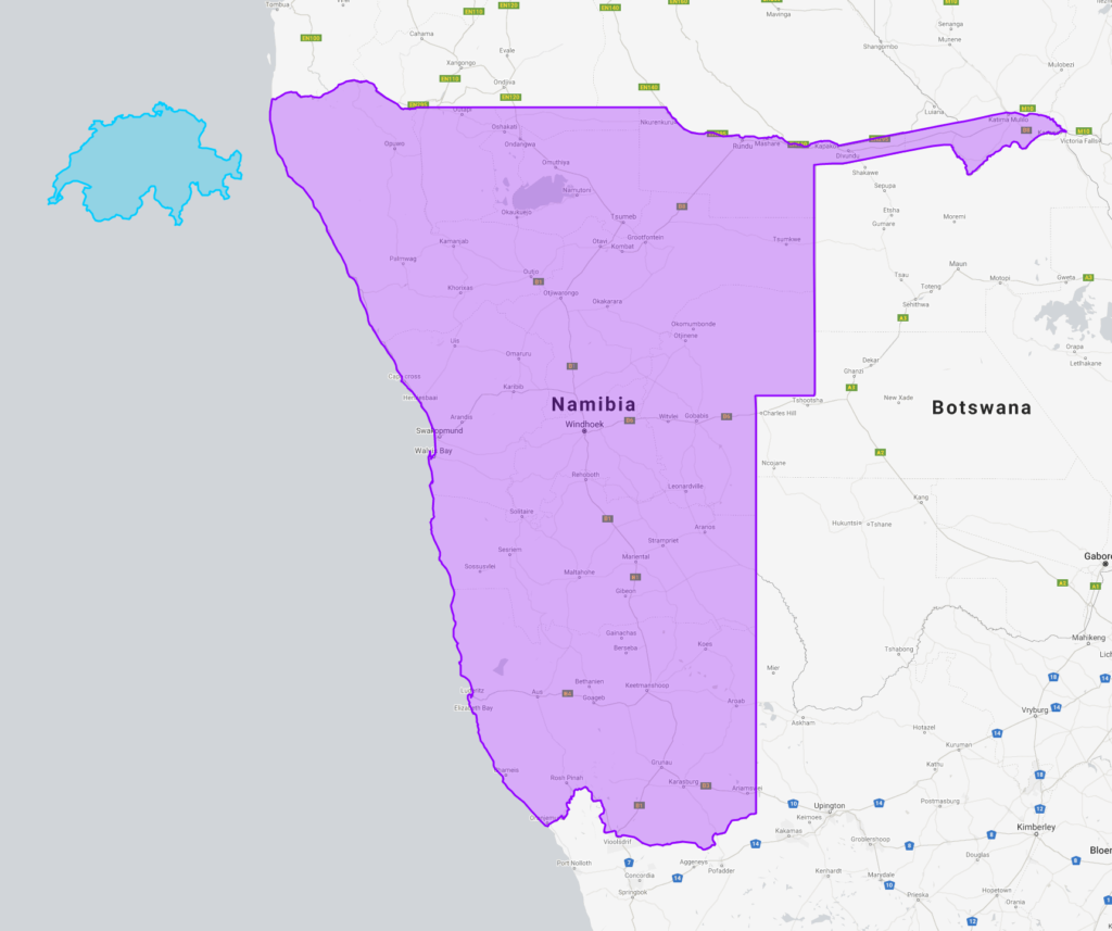 Grössenvergleich Schweiz Namibia